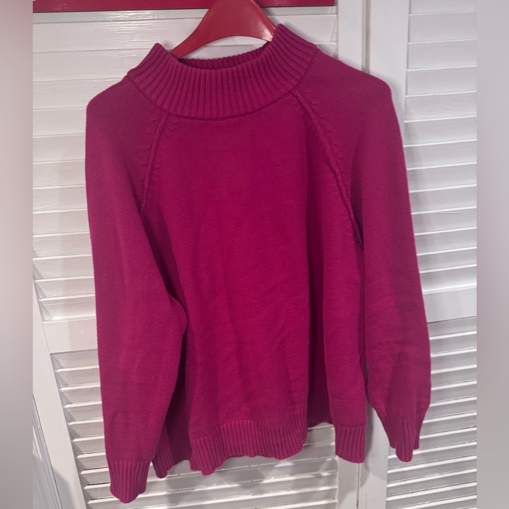 89th + Madison Pink Mock Neck Sweater 2X Cotton Raglan Sleeve